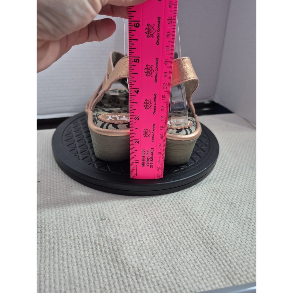 FLY London Leather Multi-Strap Heeled Sandals Woze Blush Gold EU 39 US 8.5 NEW - Picture 3 of 13